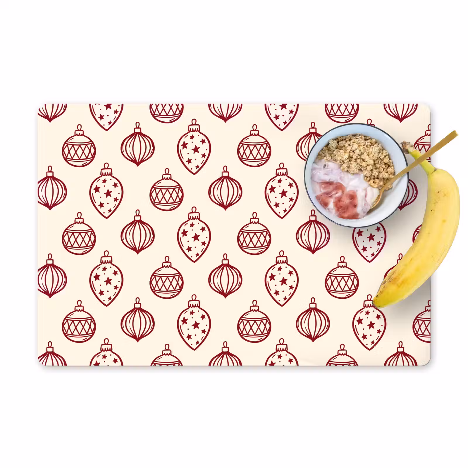 Placemat - 6 stuks - Kerstbal - Rood - Kerst — 1