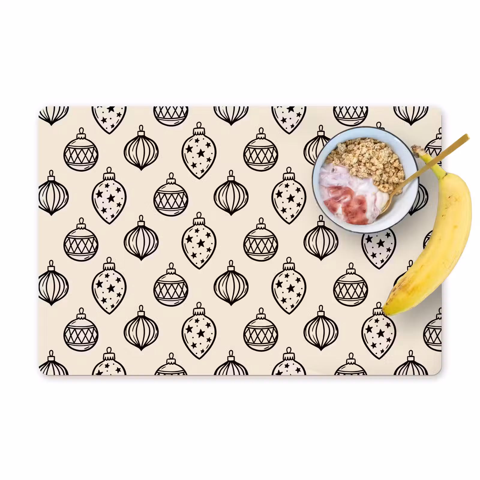 Placemat - 6 stuks - Kerstbal - Zwart - Wit — 1