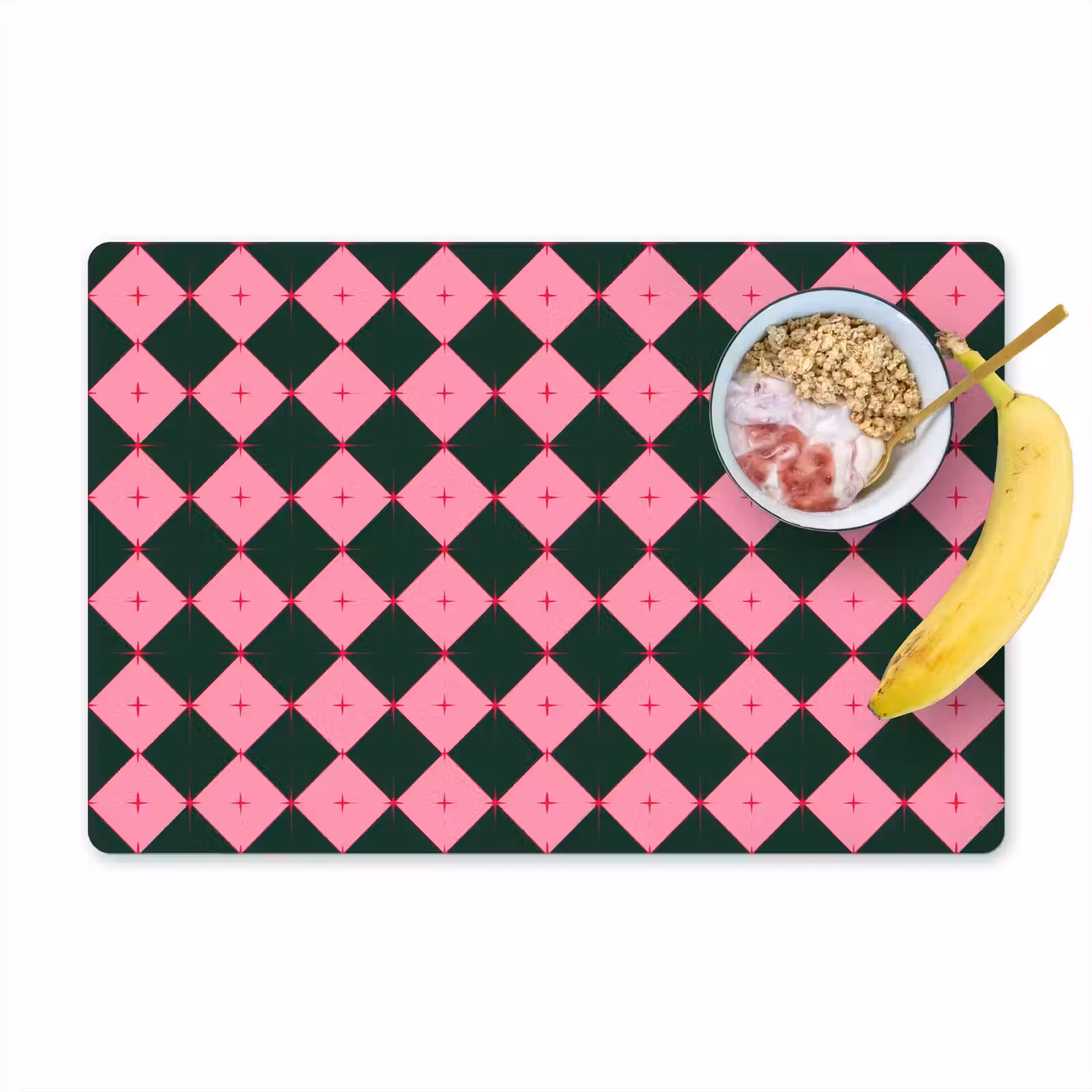 Placemat - 6 stuks - Ster - Roze - Groen - Kerst — 1