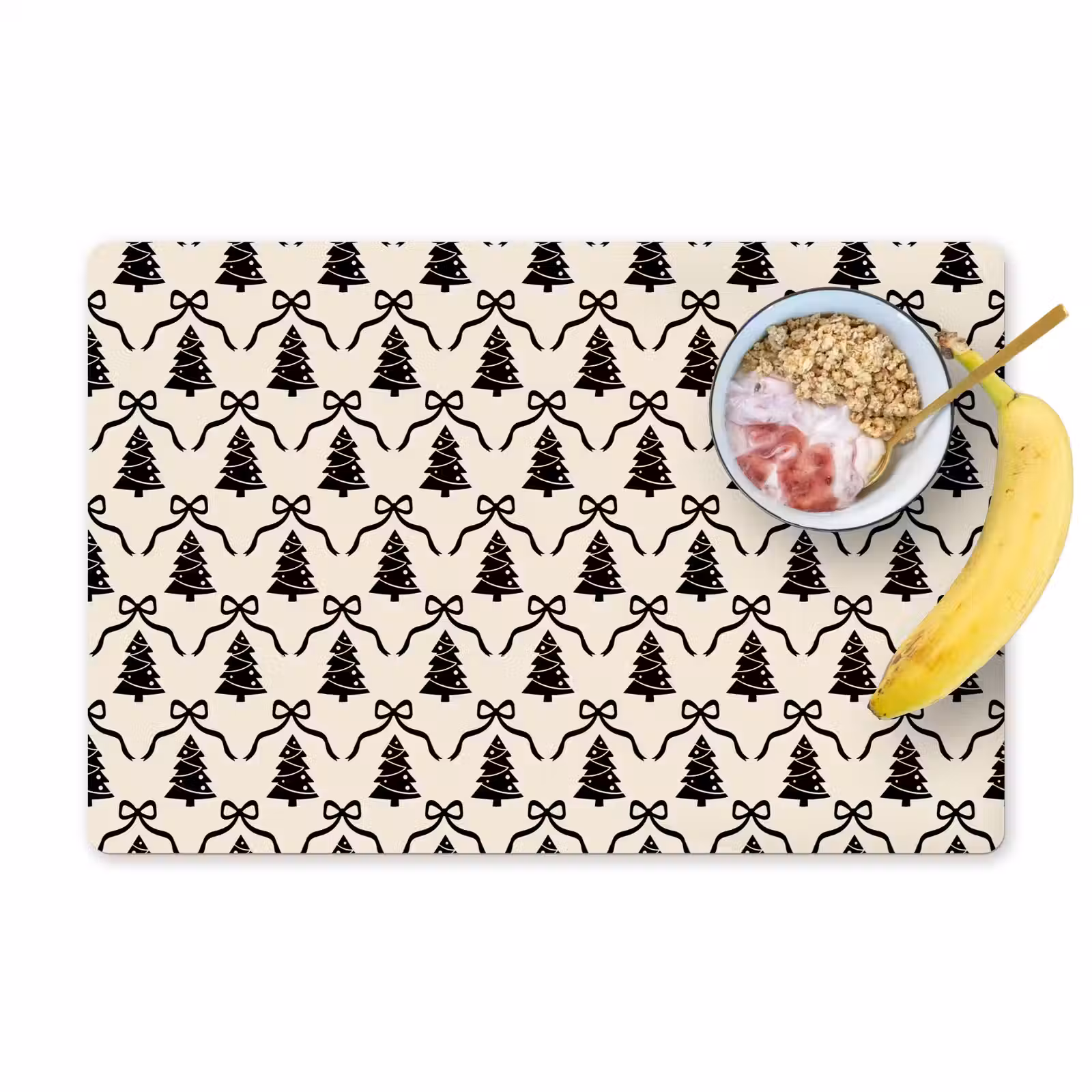 Placemat - 6 stuks - Strik - Zwart - Wit - Kerst — 1