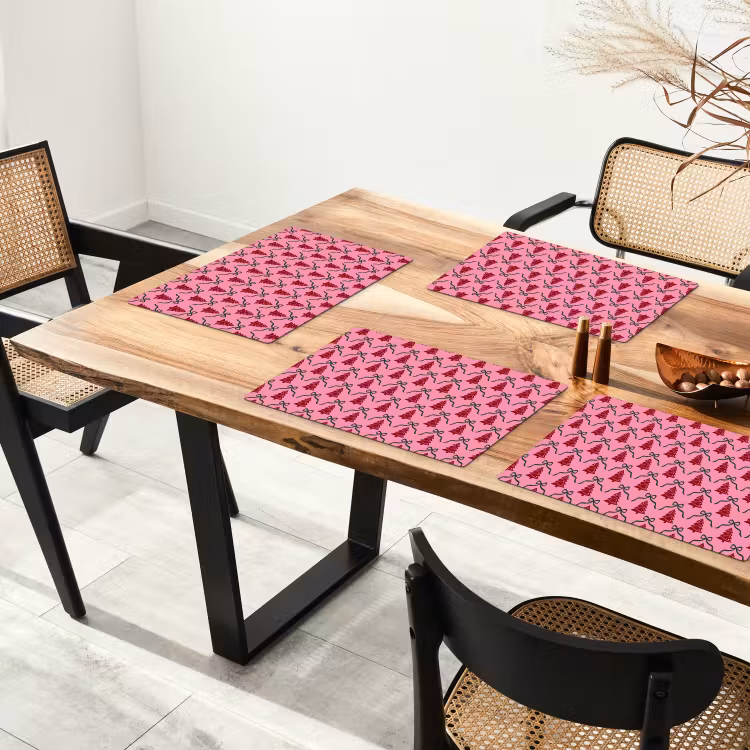 Placemat - 6 stuks - Kerst - Rood - Groen - Strik — 5
