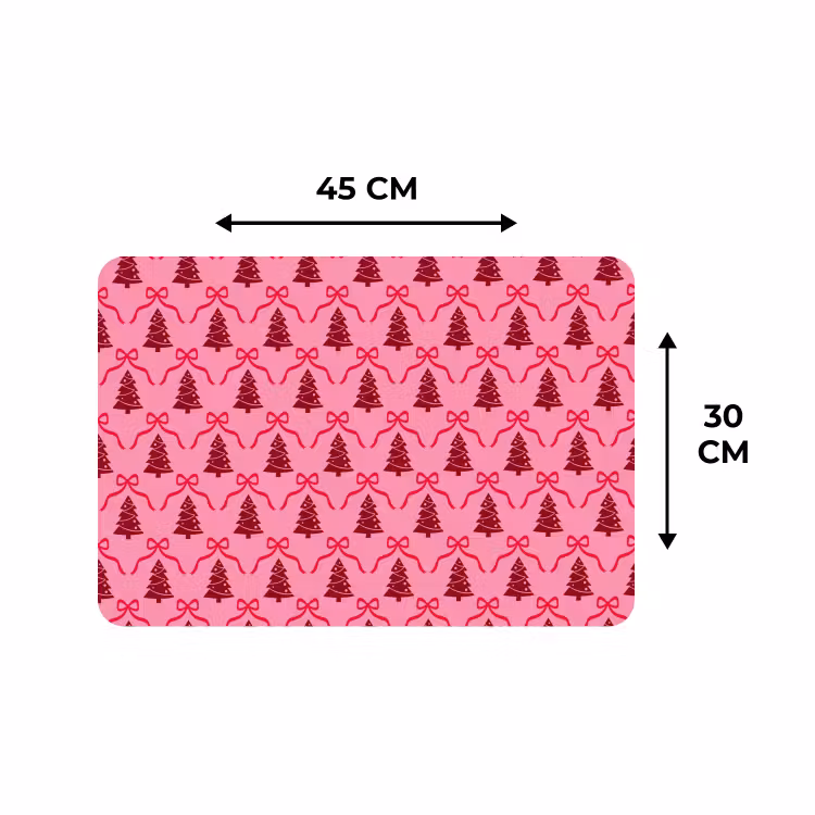 Placemat - 6 stuks - Kerst - Rood - Roze - Strik — 3
