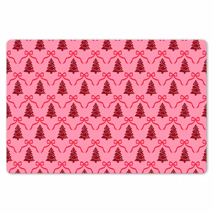Placemat - 6 stuks - Kerst - Rood - Roze - Strik — 7