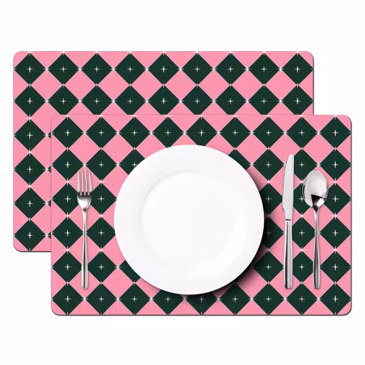 Placemat - 6 stuks - Kerst - Roze - Groen - Ster — 2