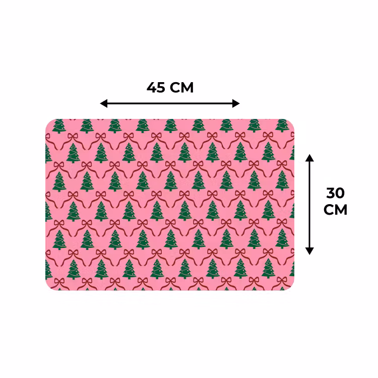 Placemat - 6 stuks - Kerst - Roze - Rood - Strik — 3