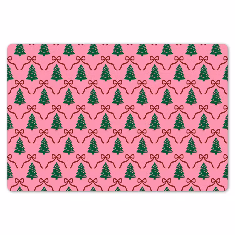 Placemat - 6 stuks - Kerst - Roze - Rood - Strik — 7