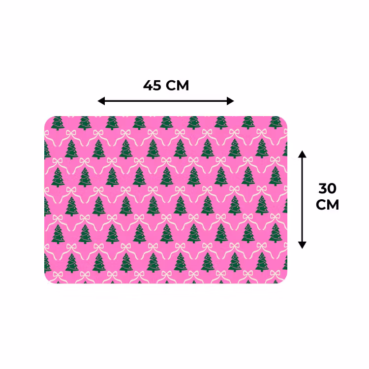 Placemat - 6 stuks - Kerst - Roze - Wit - Strik — 3