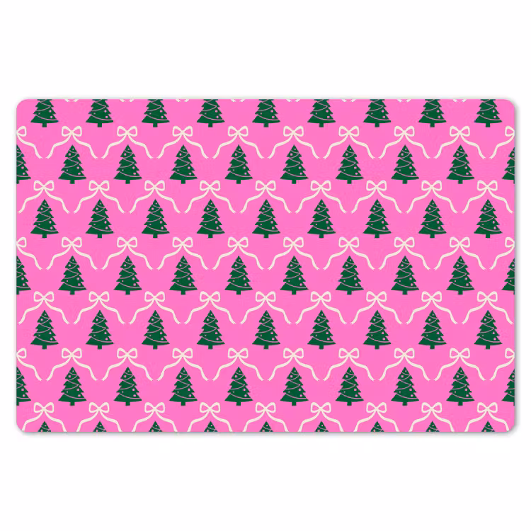 Placemat - 6 stuks - Kerst - Roze - Wit - Strik — 7