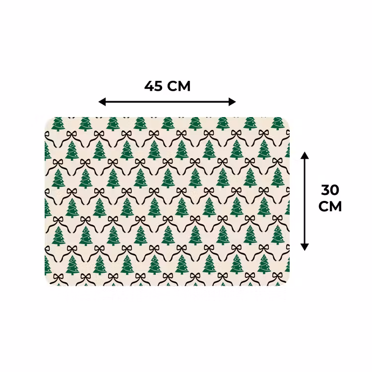 Placemat - 6 stuks - Kerst - Wit - Zwart - Strik — 3