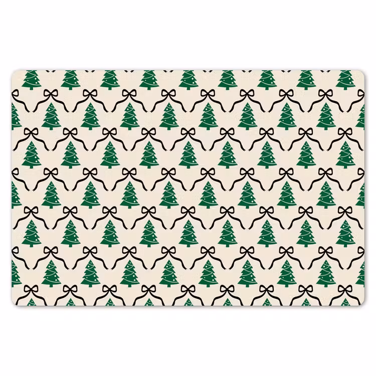 Placemat - 6 stuks - Kerst - Wit - Zwart - Strik — 7