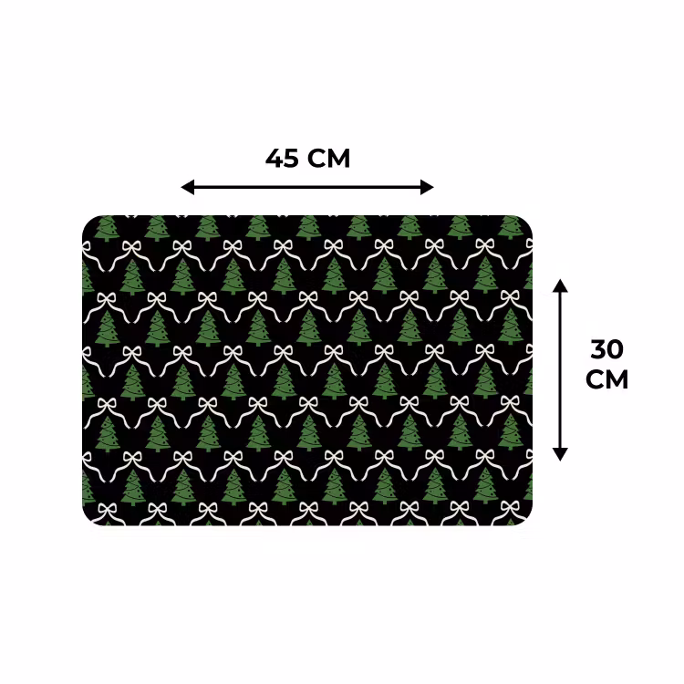 Placemat - 6 stuks - Kerst - Zwart - Wit - Strik — 3