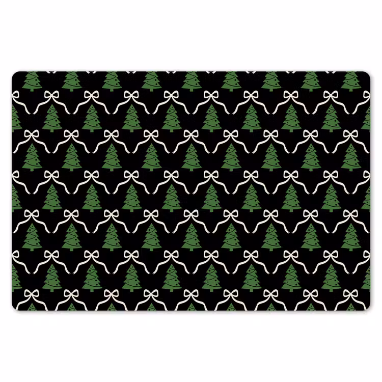 Placemat - 6 stuks - Kerst - Zwart - Wit - Strik — 7