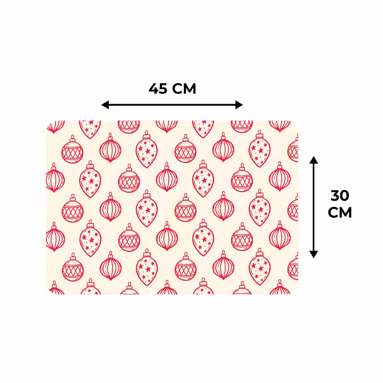 Placemat - 6 stuks - Kerstbal - Crème - Rood — 3
