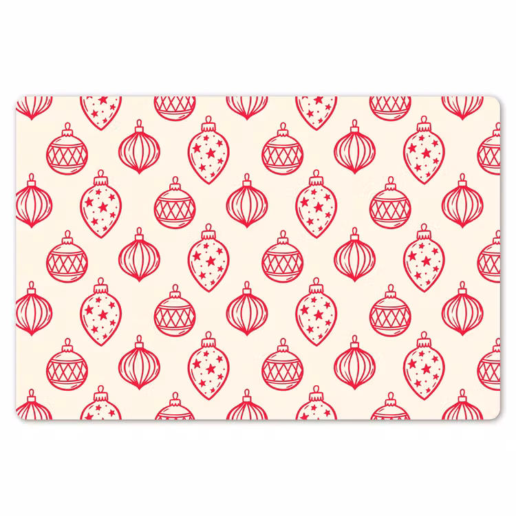 Placemat - 6 stuks - Kerstbal - Crème - Rood — 7