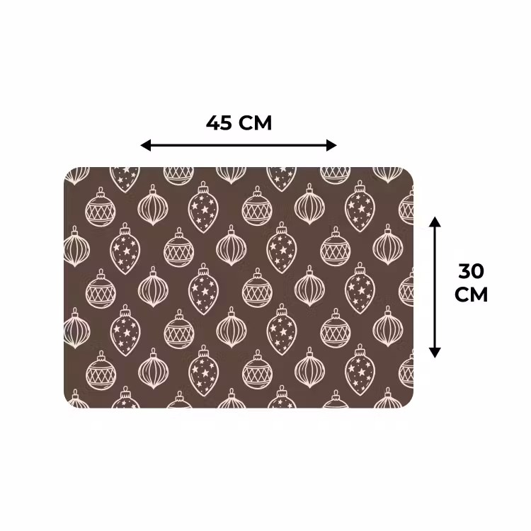 Placemat - 6 stuks - Kerstbal - Grijs - Crème — 3
