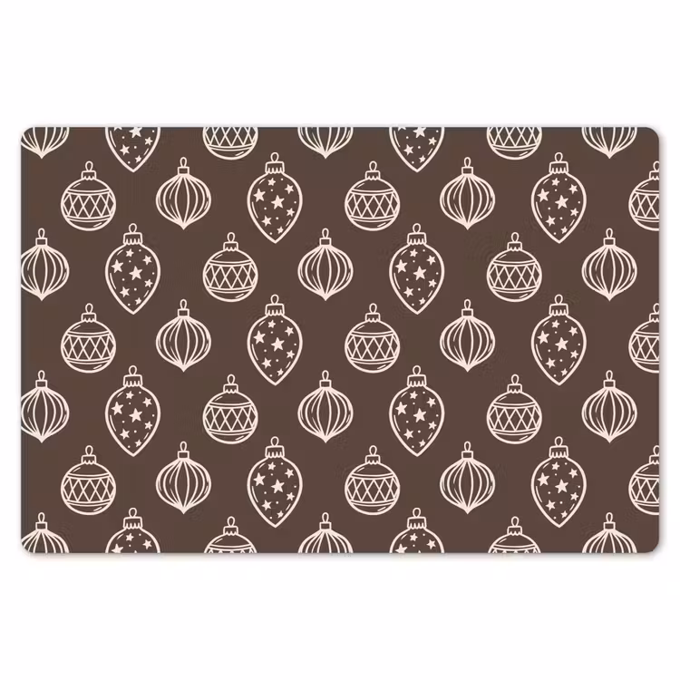 Placemat - 6 stuks - Kerstbal - Grijs - Crème — 7