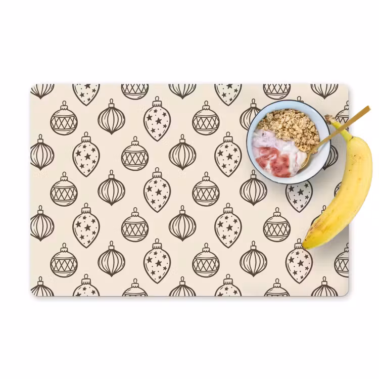 Placemat - 6 stuks - Kerstbal - Groen - Crème — 1