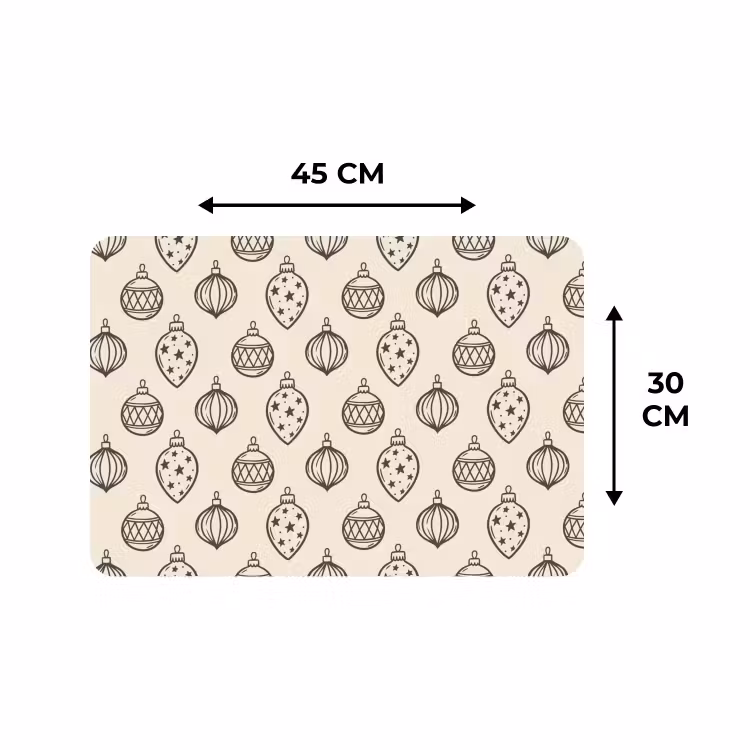 Placemat - 6 stuks - Kerstbal - Groen - Crème — 3