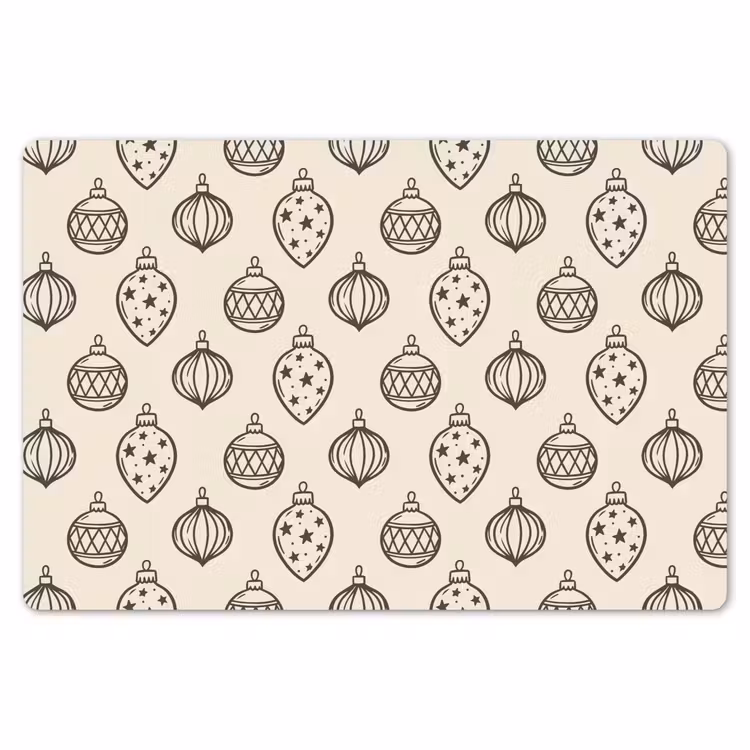 Placemat - 6 stuks - Kerstbal - Groen - Crème — 7
