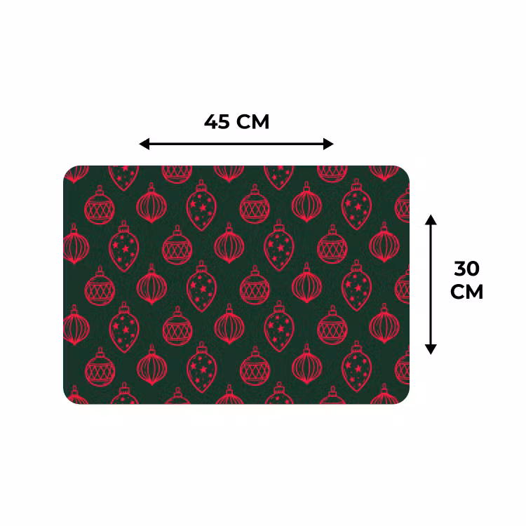 Placemat - 6 stuks - Kerstbal - Rood - Groen — 3
