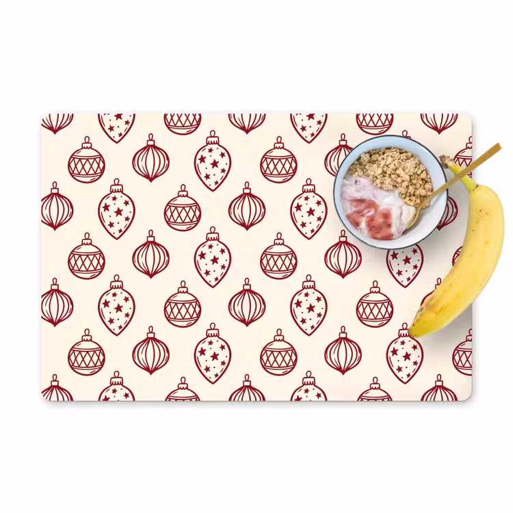 Placemat - 6 stuks - Kerstbal - Rood - Kerst — 1