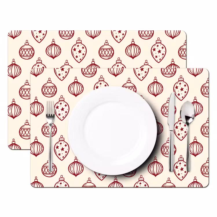 Placemat - 6 stuks - Kerstbal - Rood - Kerst — 2