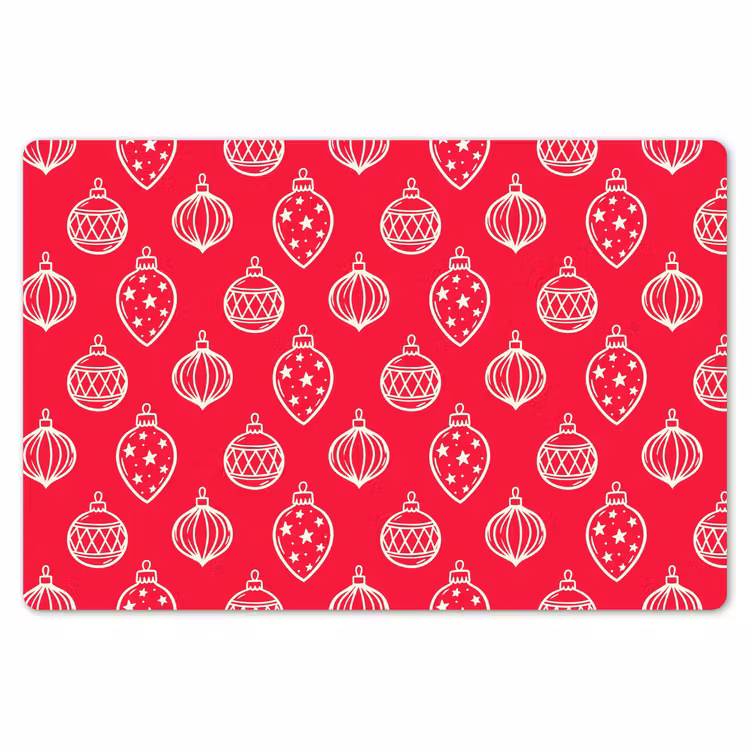 Placemat - 6 stuks - Kerstbal - Rood - Wit — 7