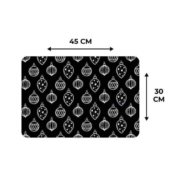 Placemat - 6 stuks - Kerstbal - Wit - Zwart — 3