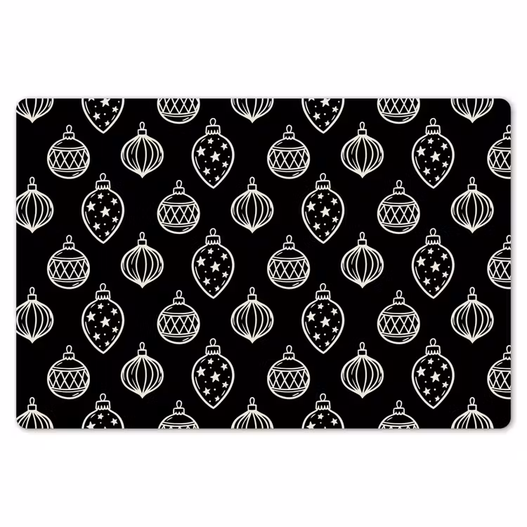 Placemat - 6 stuks - Kerstbal - Wit - Zwart — 7