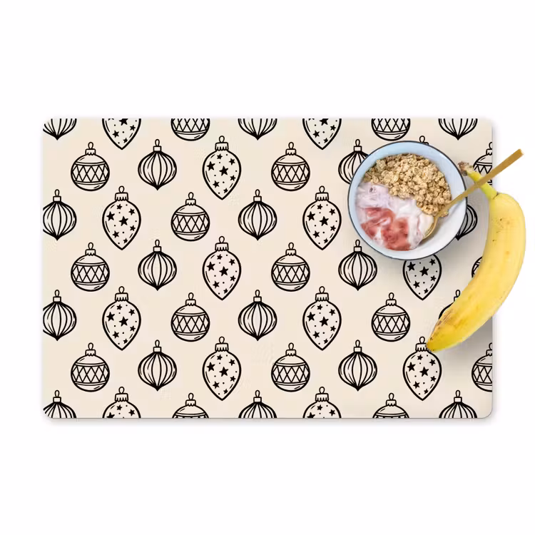 Placemat - 6 stuks - Kerstbal - Zwart - Wit — 1