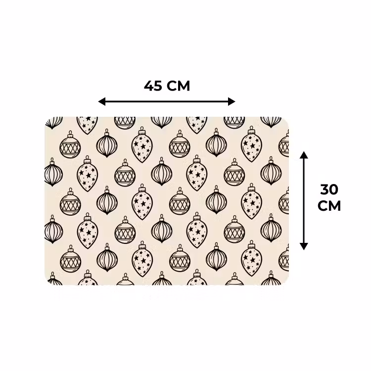 Placemat - 6 stuks - Kerstbal - Zwart - Wit — 3