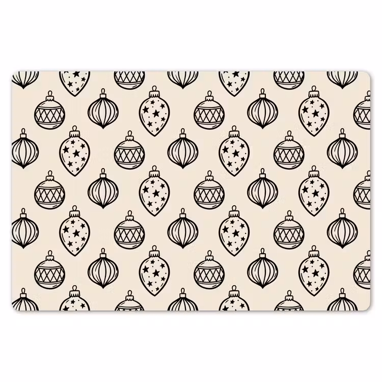 Placemat - 6 stuks - Kerstbal - Zwart - Wit — 7