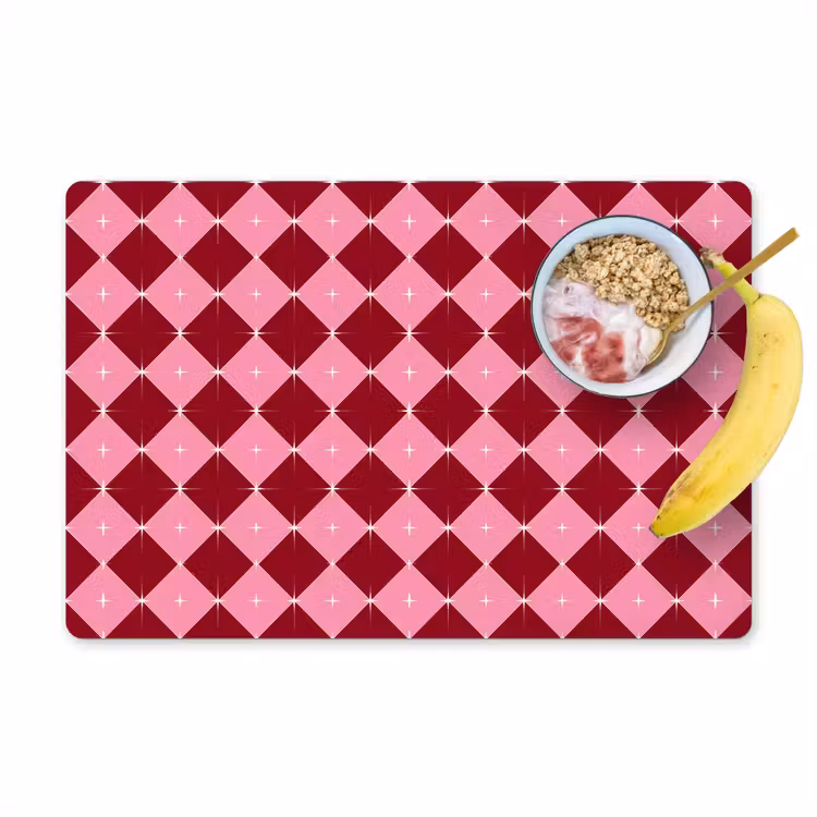Placemat - 6 stuks - Ster - Rood - Roze - Kerst — 1