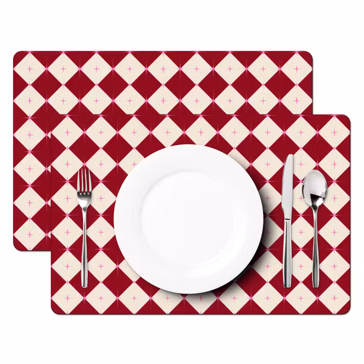 Placemat - 6 stuks - Ster - Roze - Rood - Kerst — 2