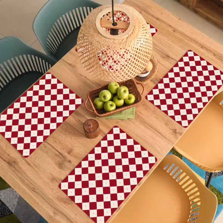 Placemat - 6 stuks - Ster - Roze - Rood - Kerst — 6