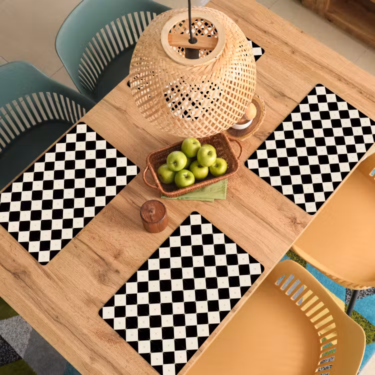 Placemat - 6 stuks - Ster - Zwart - Wit - Kerst — 6