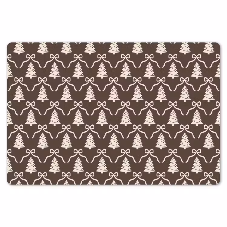 Placemat - 6 stuks - Strik - Taupe - Wit - Kerst — 7