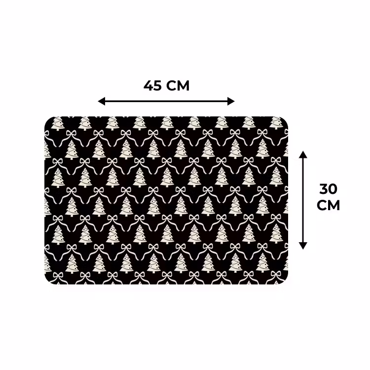Placemat - 6 stuks - Strik - Wit - Zwart - Kerst — 3
