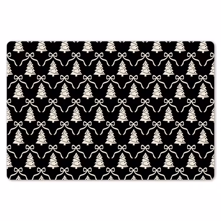 Placemat - 6 stuks - Strik - Wit - Zwart - Kerst — 7