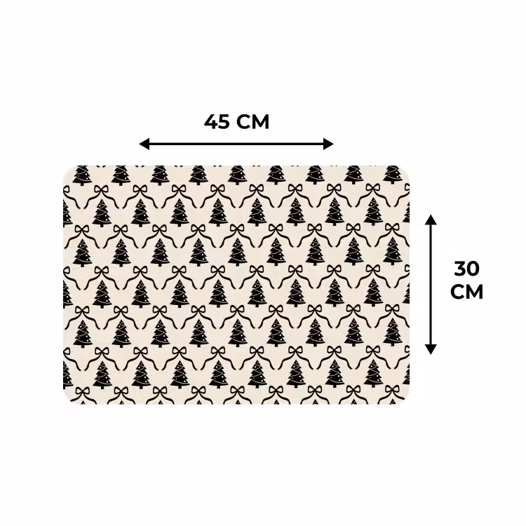 Placemat - 6 stuks - Strik - Zwart - Wit - Kerst — 3
