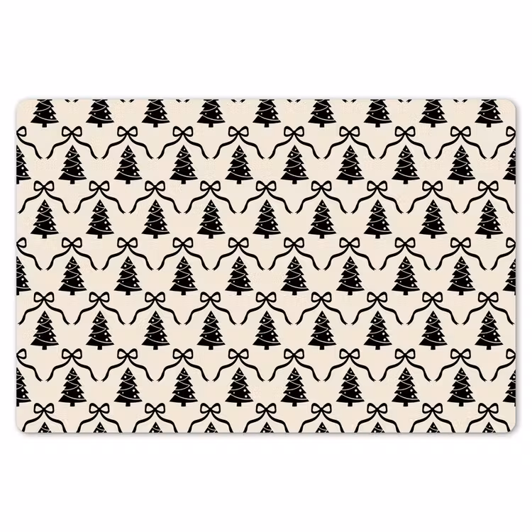 Placemat - 6 stuks - Strik - Zwart - Wit - Kerst — 7