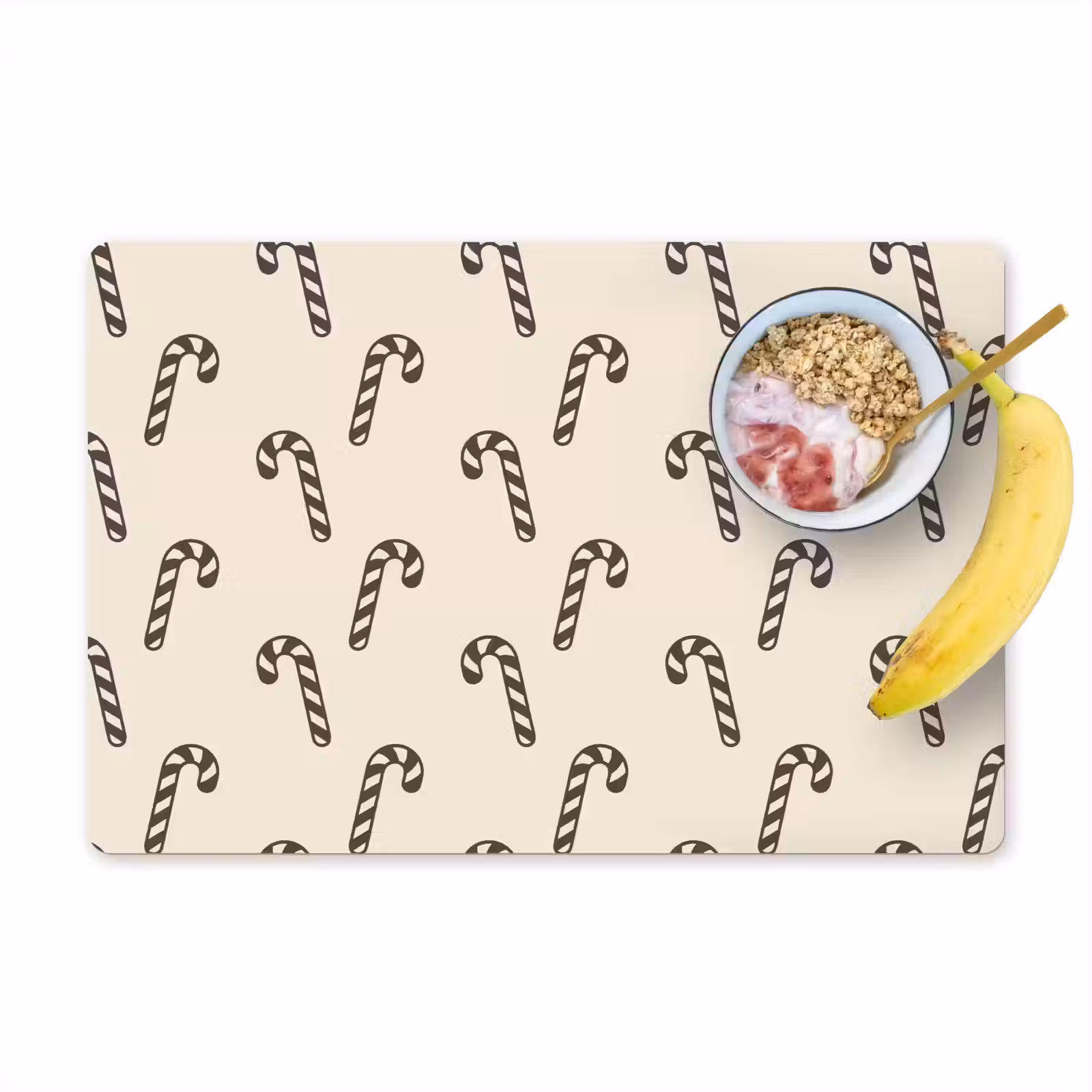 Placemat - 6 stuks - Kerst - Grijs - Crème - Zuurstok — 1