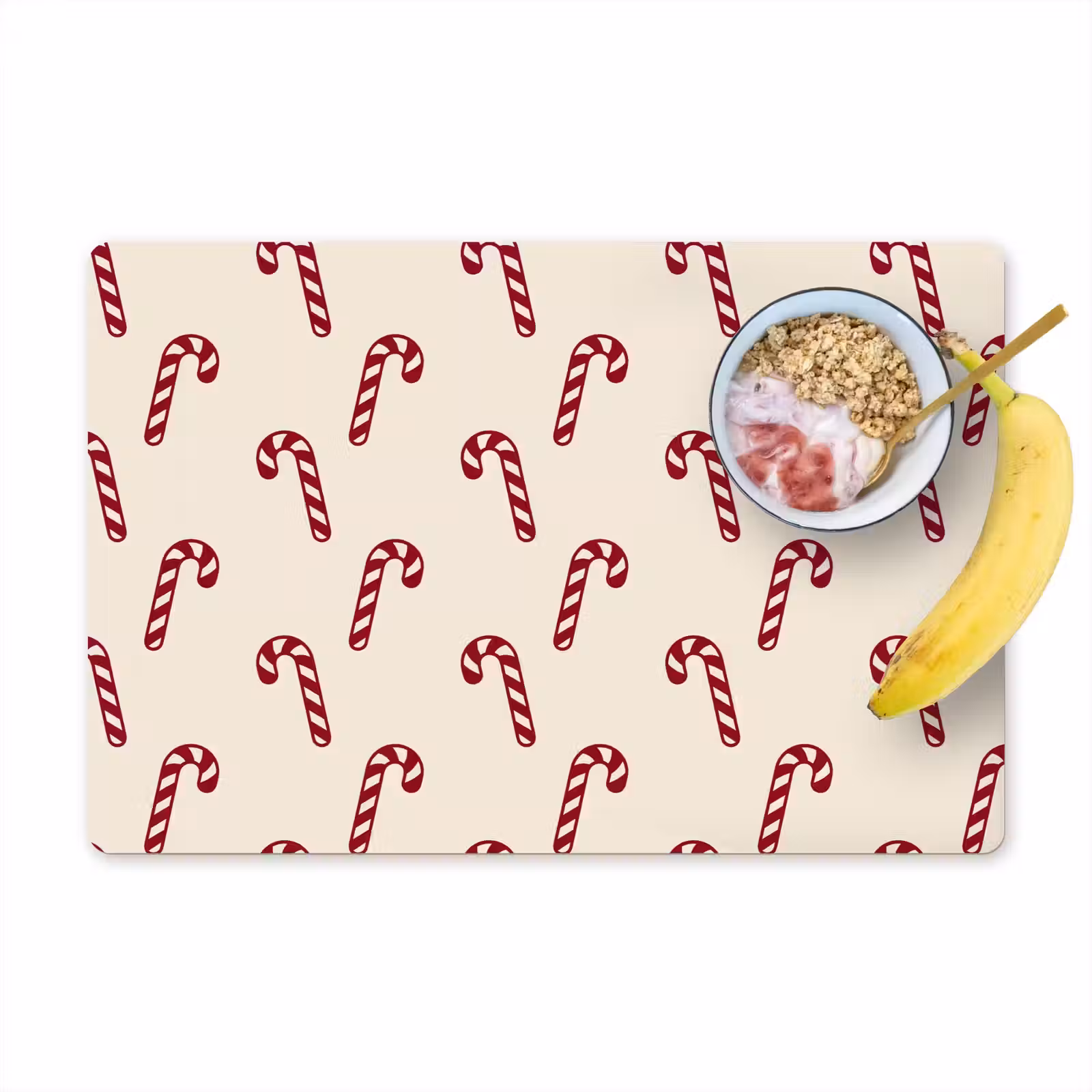 Placemat - 6 stuks - Kerst - Rood - Crème - Zuurstok — 1