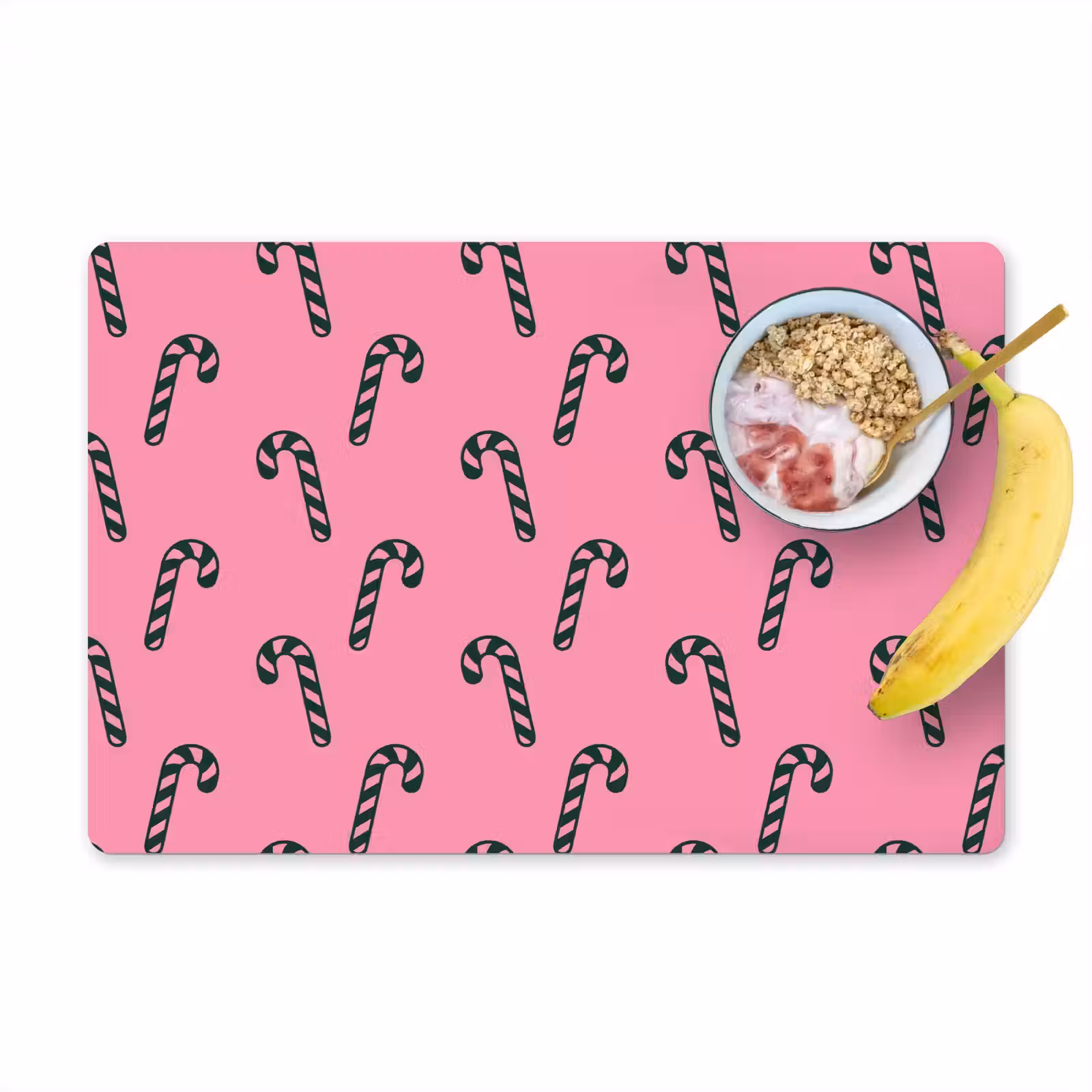 Placemat - 6 stuks - Kerst - Roze - Groen - Zuurstok — 1