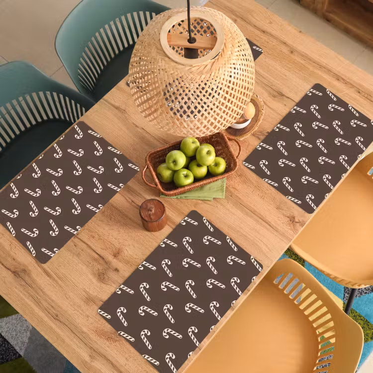 Placemat - 6 stuks - Kerst - Crème - Taupe - Zuurstok — 6
