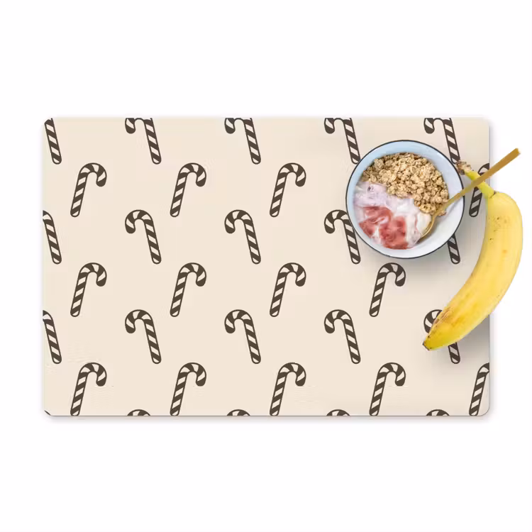 Placemat - 6 stuks - Kerst - Grijs - Crème - Zuurstok — 1