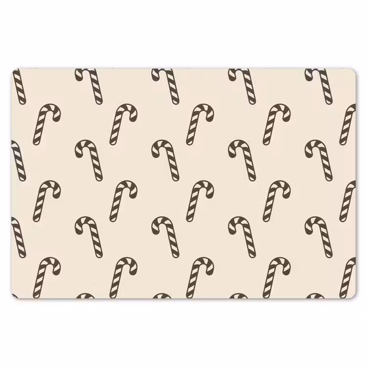 Placemat - 6 stuks - Kerst - Grijs - Crème - Zuurstok — 7