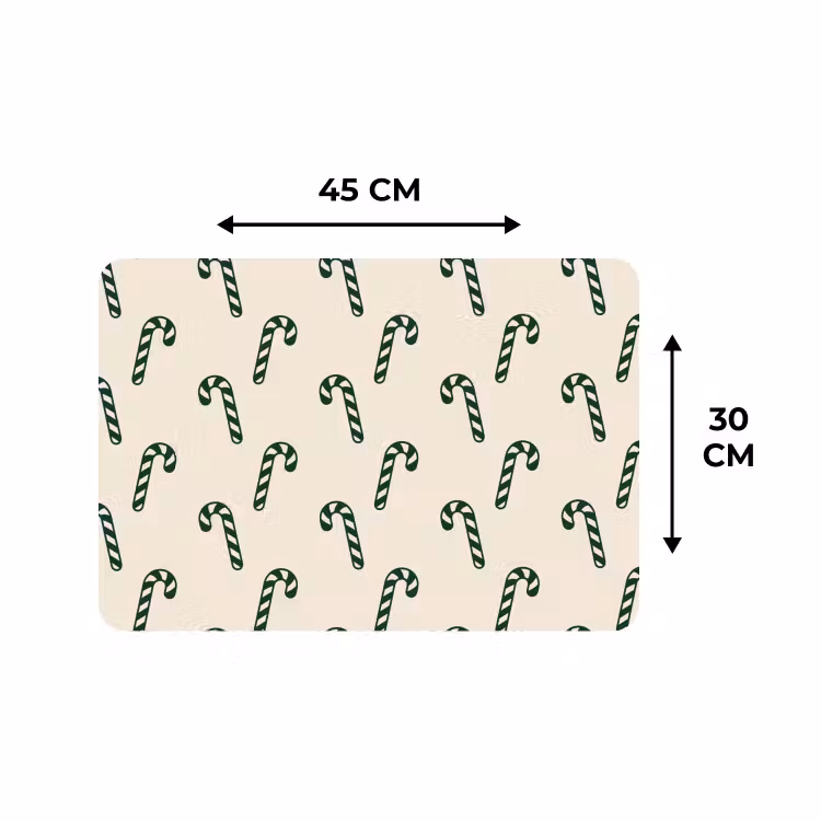 Placemat - 6 stuks - Kerst - Groen - Crème - Zuurstok — 3