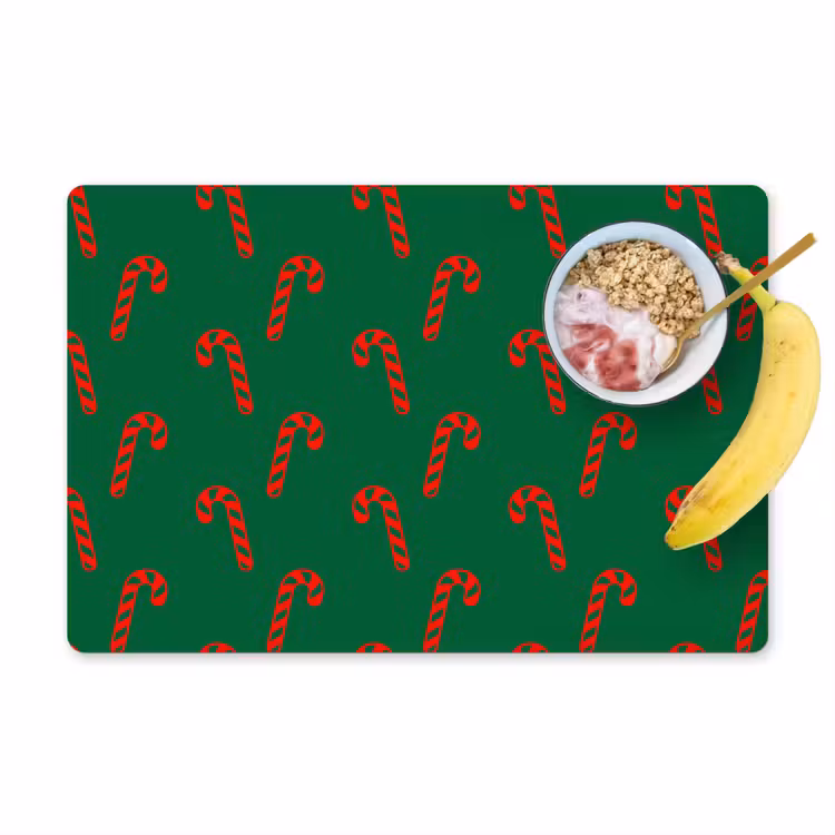 Placemat - 6 stuks - Kerst - Groen - Rood - Zuurstok — 1