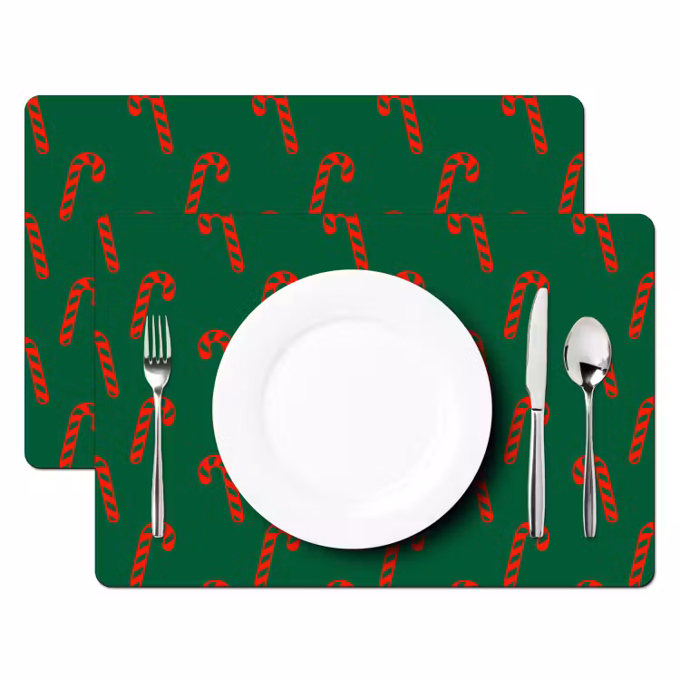 Placemat - 6 stuks - Kerst - Groen - Rood - Zuurstok — 2